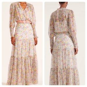 Veronica Beard Stacia Silk Maxi Dress in Multi Floral Sz 0